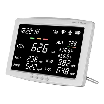 Jaemüük 8-In-1 Õhu Kvaliteedi Anduri 11.8-Tolline LCD Ekraan õhukvaliteedi Monitor CO2 /Temperatuuri Kodus Kooli Asukoht