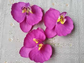 50 tk/palju Lilla Silk Orhideed Suur Orhidee 4.75 tolli Juuste kamm Hairbands Pulmad Decor Hulgi Palju