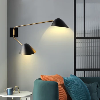 Nordic Light luksus loominguline öö tabel uuring intelligentne double headed seina lamp kaasaegne elutuba, magamistuba kunst pikk arm patt