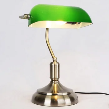 Vintage pankur lamp laua lamp E27 koos lüliti Roheline klaas lambivarju katta laua taga tuled magamistuba uuringu kodune lugemine WJ10