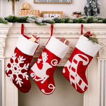 Jõulud Ripskoes Põder Kingitus Kott Punane Jõulud Dekoratiivsed Sukad Kodu Kaunistamiseks Pool Rippus Sukad