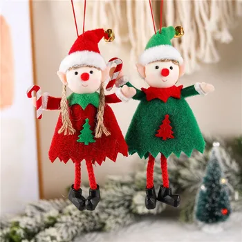 Xmas Christmas Tree Teenetemärgi Ripats Armas Candy Cane Poiss, Tüdruk Elf Doll Navidad jõuluehe Kodu, Lapsed, Kingitused, Mänguasjad
