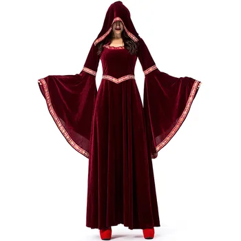 Halloween Keskaegsed Victoria Vampiir Rüü Kapuuts Fantasia Fancy Kleit Täiskasvanud Naistel
