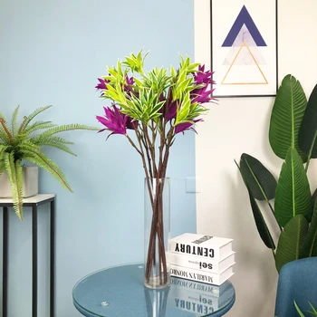 83cm 3 Pead Kunstlik Lily Bambusest Troopiline Taim Hakkama Võltsitud Puu Oksad Päris Touch Lehte Kodu elutoas Office Decor