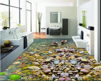 BEIBEHANG Kohandada seina paber self-paste kuldkala lotus mandariini pardid HD värvi wc põranda tapeet home decor 3d põrand