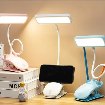 Pliiatsi Omanik laualamp LED Night Light USB Laetav Tabel Lamp Clip Voodi Lugemise Raamat Valgusega laualamp Tabel Touch 3 Transpordiliikide
