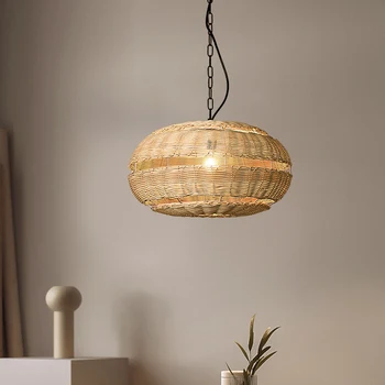 Hiina Retro Bambusest Ripats Tuled Rotangist Handmake Led Rippus Lamp elutuba Tee Tuba Zen Tuli Jaapani Rotangist Valgustus