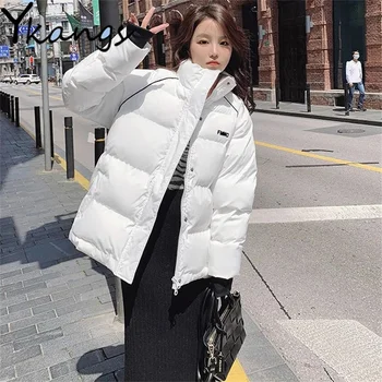 Korea Stand-Up Krae Streetwear Talvel 2021 Soe Lahti Kõik-Mängu Puuvillane Polsterdatud Naiste Jope Lihtne Tikand Õpilane Parka