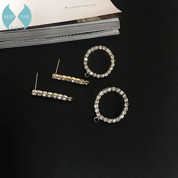 DIY tarvikud vask õõnes ümmargune teemant kõrvarõngad kõrvarõngad lihtne nelinurkne ripats ripats materjal