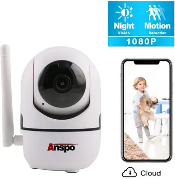 Anspo WiFi Kaamera 1080P HD Home Security Kaamera Pan/Tilt/Zoom Sise-Smart-Kaamera Baby/Pet/Lapsehoidja koos liikumistuvastuse