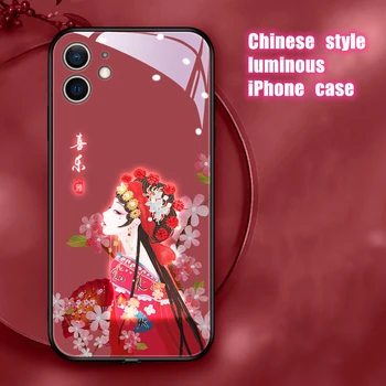 Hiina Stiilis Helendav iPhone Case for iPhone 11 12 13 Pro Pro max Erilist iPhone Juhul Lahe Kingitus Moodne Läikiv Telefon Kohtuasjas