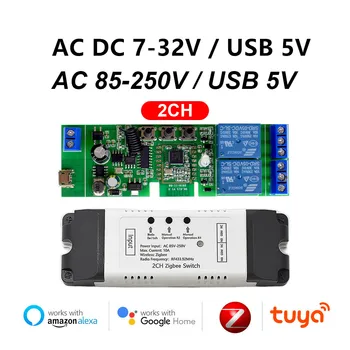 Zigbee Tuya Smart Switch Module,DC 12V 24V 32V 220V 110V 2 Kanaliga Relee SmartThing,2MQTT Gateway Bridge Hub RF433 Kontrolli