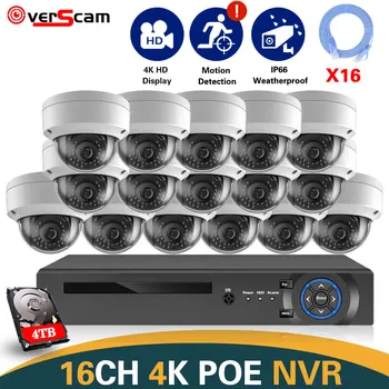 H. 265 CCTV Kaamera Security System Kit 4K 16CH POE NVR Kit väljas Audio veekindel IP Kuppelkaamera videovalve Kaamerad Süsteemi Komplekt