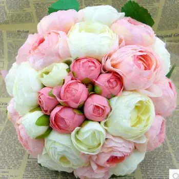 Mõõtmed on 23cm 27cm Ilus Käsitöö Lilled Dekoratiivsed Kunstlik Roos Lilled, Pärlid Pruut Pruudi Lace Aktsendid, Pulmad Kimp