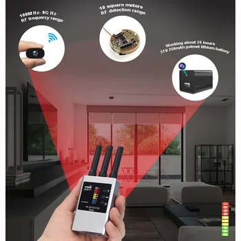 Kaasaskantav RF Bug Detektor Wifi Varjatud Kaamera Finder Anti-Spy Kuula Sweeper mobiiltelefoni vead traadita kuulamine seadme GPS tracker