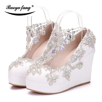 BaoYaFang Uus Naiste crystal pulm kingad Kiilud kõrge kontsaga kingad, platvorm kingad crystal pahkluu rihm Naine Pumbad kõrged kingad