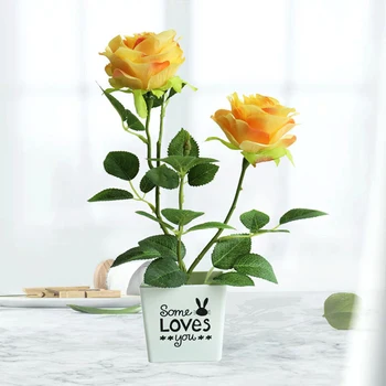 2heads Roosid tehislilled Bonsai Siidist Lilled Dekoratiivsed Kodus Laua Väike Roos Pottidesse Võltsitud Lilled Plastikust potitaimed