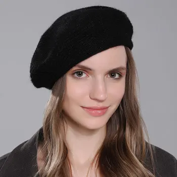 CNTANG Naiste Müts 2022 Trend prantsuse Barett Küülik Karusnaha Beanie Lady Sügis-Talve Mütsid Tahke Mood Keermestatud Kudumise Naiste Mütsid