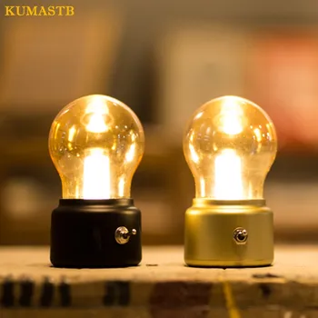 Retro Pirn Öö Valguses VIINUD Loominguline Mini USB Laadimise Magamistoas voodi kõrval Laua Lamp, Vintage Energiasäästu LED Pirn Öö Lamp