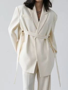 Keskmise Pikk Longus Sobiks Mantel Naiste Ülikond Moe Disaini Mõttes Vähemuse Õla Streamer Tahke Vabaaja Mantel Office Daam