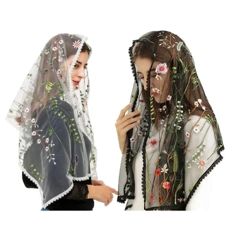 Lilleline õhuke Sall Tikitud Lille Salli Headscarf Tudung Hijab Headcovering Sall Kiriku Salli Wrapid Naistele