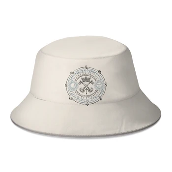 Primavera Retro Ristatud Võtmed Kopp Mütsi eest Unisex Kokkupandav Amulett Mõistatus Tarot Kalamees Müts Rannas Päikese käes Müts