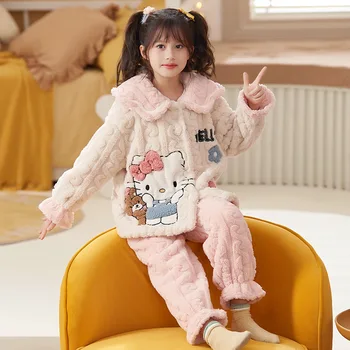 Sanrio Hello Kitty Kvaliteedi Coral Fliis Pajama Cinnamoroll Armas Tüdruk Cartoon Suitse Õpilased Animatsiooni Kodus Kandma Vanema-Lapse Riided