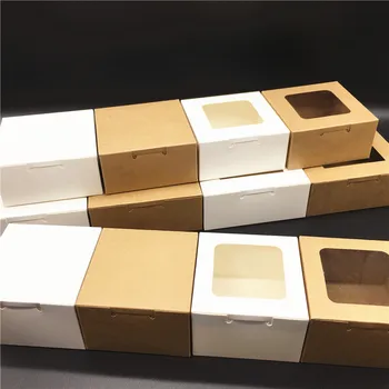 50tk Multi-suurus DIY Käsitöö Lahtrid PVC Aken Raamatut kinkekarbis Kook Pakend Pulm kodu Poole Muffin Pakendi Kingitused