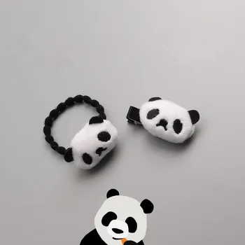 Boutique 20pcs Mood Armas Täidisega Panda Juuksenõelad Tahke Kawaii Loomade Villast Klambrid Kummi Kummi Trossi Elastne Juuksed Ansamblid Peakatet