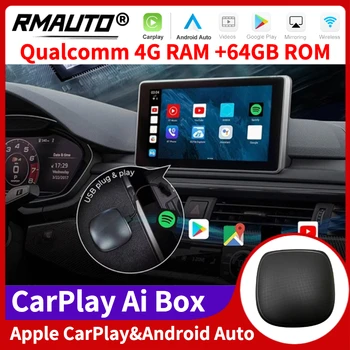 RMAUTO Traadita Carplay Ai Kasti Qualcomm 4+64G Android Auto Apple CarPlay ApplePie Youtube, Netflix BMW Audi Toyota, Mazda ja KIA