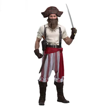Pirate Kostüümid Meeste Täiskasvanud Halloween Male Kapten Kostüüm Piraadid Cosplay Riiete Komplekt