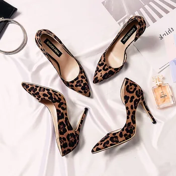 kingad igasuguseid suede leopard printida õhuke kanna ühe kingad side õhu-ja madalas suu seksikas naiste kingad Suurenenud