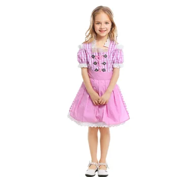 XS-XL Laste Ruuduline Dirndl Kleit saksa Baieri Oktoberfest Õlle Tüdruk Kostüüm Lapsed Tüdruk Etapp Näita Kostüüm Pool Kleit