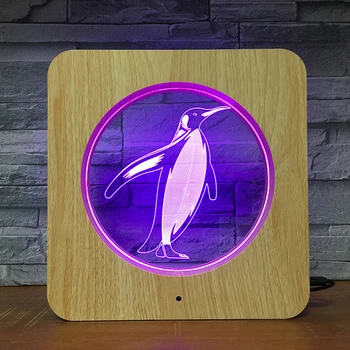 Pingviin Armas 3D LED Puidust Tera Öö Valguses DIY Kohandatud Lamp Laua Lamp Kids Sünnipäeva Värvid Kingitus Home Decor DropShipping