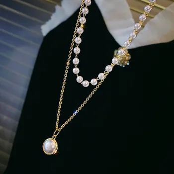 Kerge Luksuslik kvaliteetne kahekihiline Pärl Kaelakee Naiste korea Fashion Ehted Accessorie Naiste Kaelakee Kaela
