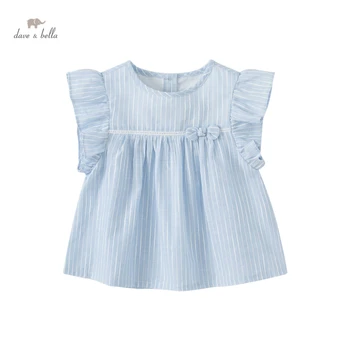DBZ18164 dave bella suvel moe beebi tüdrukud vibu triibulised särgid imiku väikelapse topid lastele kvaliteetseid riideid