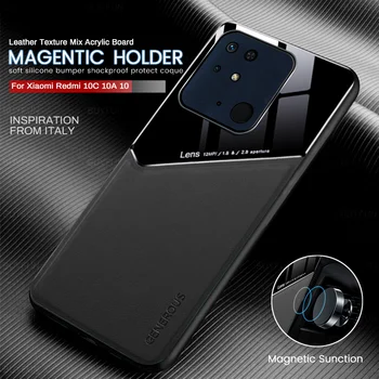 Juhul Xiaomi Redmi 10 C 10C Auto Magnet Luksus Nahast Kate Redmi10C Juhul Pehme Raami Kaamera Põrutuskindel Funda Redmy 10 A 10 A