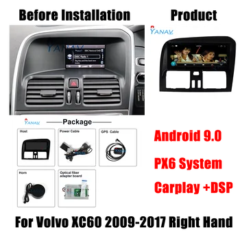 2 Din Android Auto GPS Navigatsiooni Raadio DVD Multimeedia Mängija Volvo XC60 2009-2017 Parem Käsi Stereo Vastuvõtja Touch HD-Ekraan