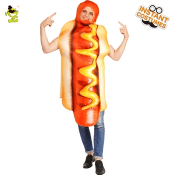 Purim Täiskasvanud Hotdog Kombekas Kostüüm Pool Kleit Üles Naljakas Halloween Copslay Hotdog Kostüüm