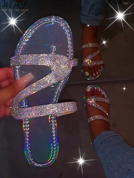 tasuta saatmine 2020 uued sandaalid särav teemant vaba aja veetmise väljas travel beach non-slip durablelarge sizeslippers naised