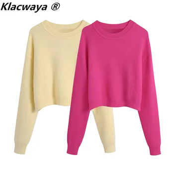 Klacwaya 2021 Naiste Kampsun Pullover Soft Touch Silmkoelised Tops Pikad Varrukad Talvel Naiste Riided (Solid Color Vintage Kampsun