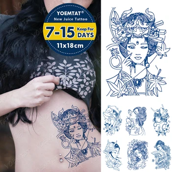 Mahla Kestev Veekindel Ajutine Tätoveering Kleebis Ilu Geisha Kurat Mask Flash Tätoveeringud Naiste Tint Käe Reie Body Art Võltsitud Tatto