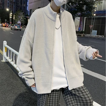 Noored Mehed Õpilane Jaapan Preppy Stiilis Kootud Lukuga Kampsun Kampsuni Peal Ilus Lahti Vabaaja Sweatercoat