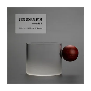 Köök Söögituba Jaapani-stiilis Teacup Full Moon Punane Sandlipuu Jäätunud Käepide Läbipaistev Klaasist Kruus Kung Fu Mull Tee Tassi