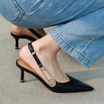 Daamid Stiletto Sandaalid varakevadel Uus Stiil V-suu Fashion Ühe Kingad Musta prantsuse Kõrge Kontsaga Naiste Kingad Femme Zapatos